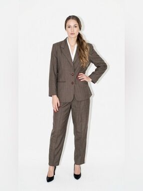 PRINCIPLES BROWN PLAID BLAZER AND PANTS SUIT SET WOMEN'S SIZE 16